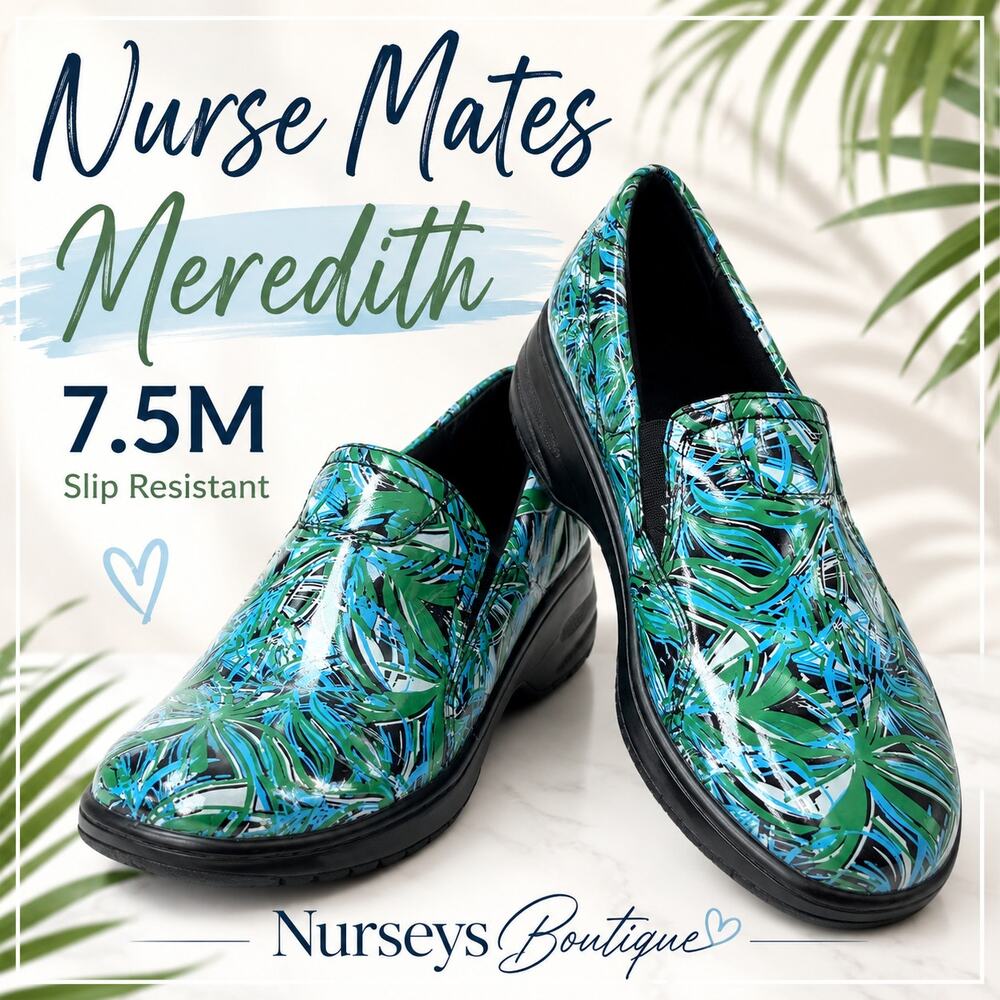 Nurse Mates Meredith Tropical Print Slip Resistant Shoes Womens 7.5M